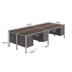 Boss Office Products Simple Systems Workstation Quad Desks With 4 Pedestals