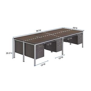 Boss Office Products Simple Systems Workstation Quad Desks With 4 Pedestals