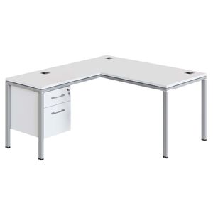 Boss Office Products Simple System Workstation L-Desk with Return & Pedestal
