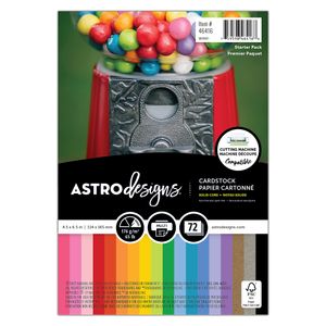 Astrodesigns Colored Cardstock Starter Pack, Assorted Colors, 4.5" x 6.5", 65 Lb, Pack Of 72 Sheets
