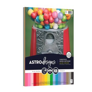 Astrodesigns Color Cardstock, 18-Color Starter Pack Assortment, Letter (8-1/2" x 11"), 65 Lb, Pack Of 72 Sheets