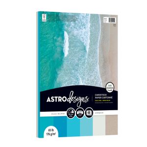 Astrodesigns Color Cardstock, Ocean Assortment, Letter (8-1/2" x 11"), 65 Lb, Pack Of 48 Sheets