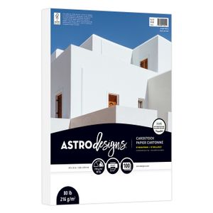 Astrodesigns Cardstock, Bright White, Letter (8-1/2" x 11"), 80 Lb, Pack Of 100 Sheets