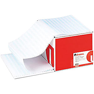 Universal 15862 Blue Bar Computer Paper - 92 Brightness - 14 7/8" x 11" - 20 lb Basis Weight - Acid-free, Perforated - Blue Bar - 2400 Sheet