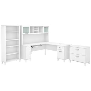 Bush Furniture Somerset 72"W L-Shaped Desk With Hutch