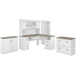 Bush Furniture Fairview 60"W L-Shaped Desk With Hutch