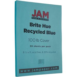 JAM Paper® Card Stock, Pool Blue, Letter (8.5" x 11"), 65 Lb, Pack Of 50