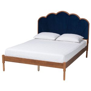 Baxton Studio Hadria Velvet And Finished Wood Queen Size Platform Bed