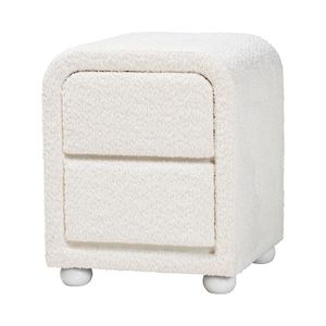 Baxton Studio Bonilla Teddy-Bear Fabric And Rubberwood 2-Drawer Nightstand