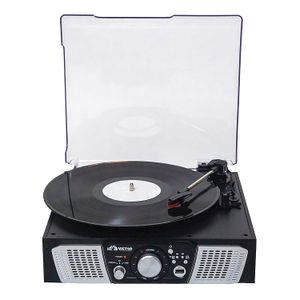 Victor Lakeshore VHRP-1100 Dual-Bluetooth® Belt-Drive Retro 5-In-1 Turntable System, 13.11"H x 5.4"W x 13.2"D, Black