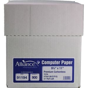 Alliance Carbonless Computer Paper, 9” x 11”, Assorted, 15 lb