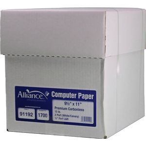 Alliance Carbonless Computer Paper, 9” x 11”, White/Canary, 15 lb