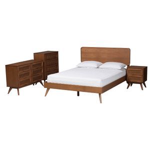 Baxton Studio Demeter Mid-Century Modern Finished Wood 4-Piece Bedroom Set