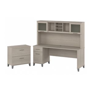 Bush Furniture Somerset 72"W Office Desk With Hutch And Lateral File Cabinet