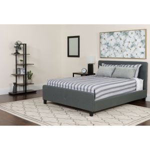 Flash Furniture Tribeca Button Tufted Upholstered Platform Bed with Pocket Spring Mattress
