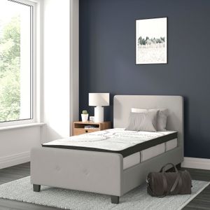 Flash Furniture Tribeca Tufted Upholstered Platform Bed with 10” CertiPUR-US Certified Foam and Pocket Spring Mattress
