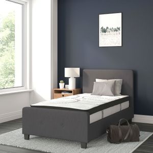 Flash Furniture Tribeca Tufted Upholstered Platform Bed with 10” CertiPUR-US Certified Foam and Pocket Spring Mattress