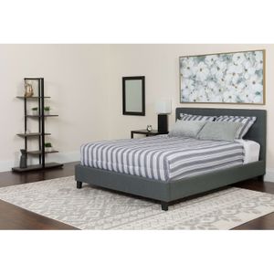 Flash Furniture Tribeca Button Tufted Upholstered Platform Bed with Memory Foam Pocket Spring Mattress