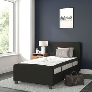 Flash Furniture Tribeca Tufted Upholstered Platform Bed with 10” CertiPUR-US Certified Foam and Pocket Spring Mattress