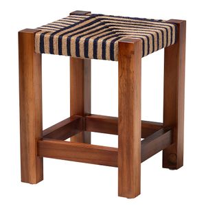 bali & pari Kailas Modern Bohemian Seagrass/Acacia Wood Footstool