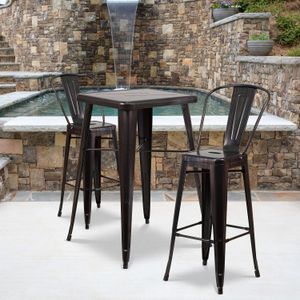 Flash Furniture Square Metal Bar Table Set With 2 Stools