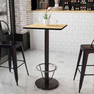 Flash Furniture Square Laminate Table Top With Round Bar Height Table Base And Foot Ring