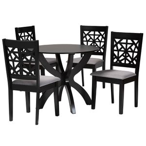Baxton Studio Lena Modern Fabric/Finished Wood 5-Piece Dining Set