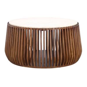 Coast to Coast Dayana Wood Round Cocktail Table With Marble Top