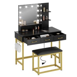 Bestier Vanity Desk Set With Cushioned Stool