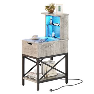 Bestier LED Rectangular Night Stand With USB Ports