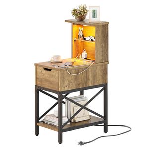 Bestier LED Rectangular Night Stand With USB Ports