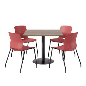 KFI Studios Proof Cafe Pedestal Table With Imme Chairs