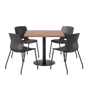 KFI Studios Proof Cafe Pedestal Table With Imme Chairs