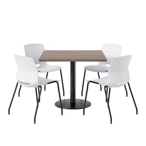 KFI Studios Proof Cafe Pedestal Table With Imme Chairs