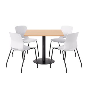 KFI Studios Proof Cafe Pedestal Table With Imme Chairs