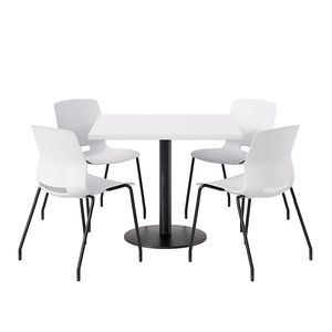 KFI Studios Proof Cafe Pedestal Table With Imme Chairs