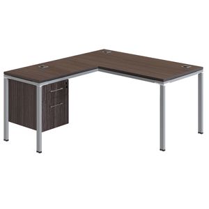 Boss Office Products Simple System Workstation L-Desk with Return & Pedestal