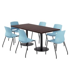KFI Studios Proof Rectangle Pedestal Table With Imme Chairs