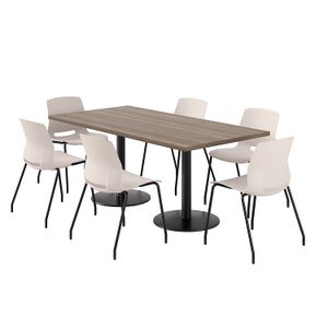 KFI Studios Proof Rectangle Pedestal Table With Imme Chairs