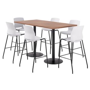 KFI Studios Proof Bistro Rectangle Pedestal Table With 6 Imme Barstools