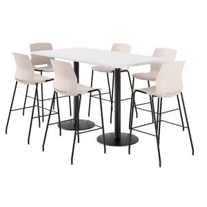 KFI Studios Proof Bistro Rectangle Pedestal Table With 6 Imme Barstools