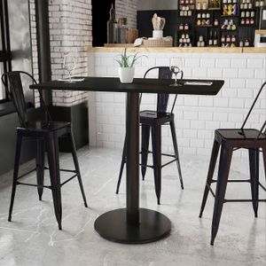 Flash Furniture Laminate Rectangular Table Top With Round Bar-Height Table Base