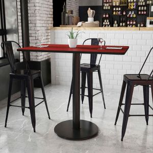 Flash Furniture Laminate Rectangular Table Top With Round Bar-Height Table Base