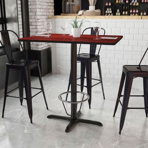 Flash Furniture Laminate Rectangular Table Top With Bar-Height Table Base And Foot Ring