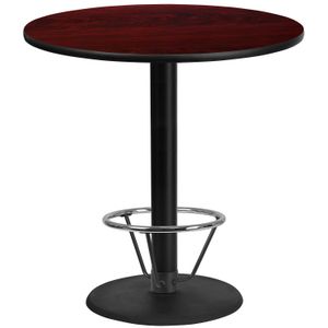Flash Furniture Round Laminate Table Top With Round Bar Height Table Base And Foot Ring