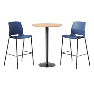 KFI Studios Proof Bistro Round Pedestal Table With Imme Barstools