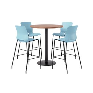 KFI Studios Proof Bistro Round Pedestal Table With Imme Barstools