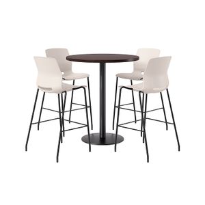 KFI Studios Proof Bistro Round Pedestal Table With Imme Barstools