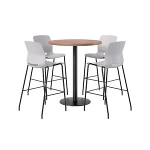 KFI Studios Proof Bistro Round Pedestal Table With Imme Barstools