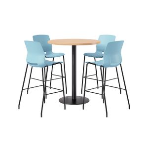 KFI Studios Proof Bistro Round Pedestal Table With Imme Barstools